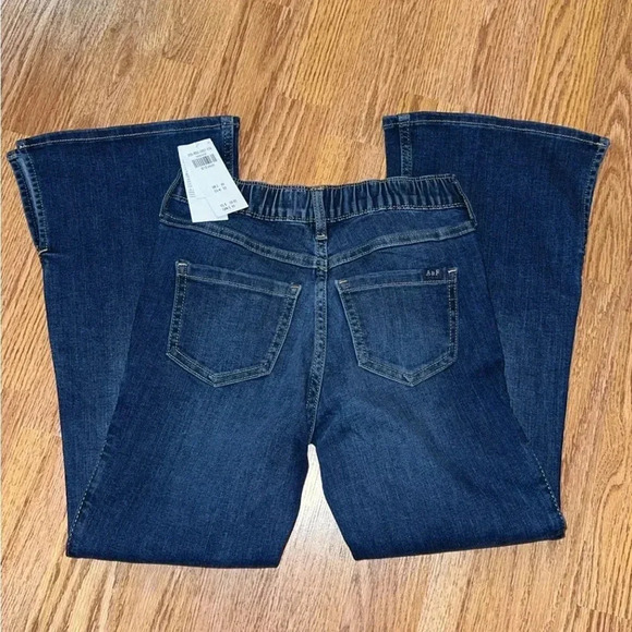 NWT Abercrombie & Fitch/Abercrombie Kids high rise flare denim jeans 9/10 short - Picture 6 of 9